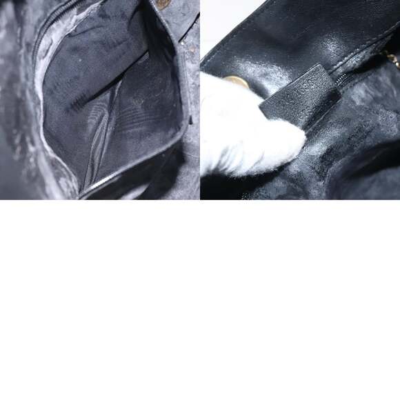 GUCCI Bamboo Hand Bag Leather Black Gold 001 1638 001 1638 - Picture 12 of 12